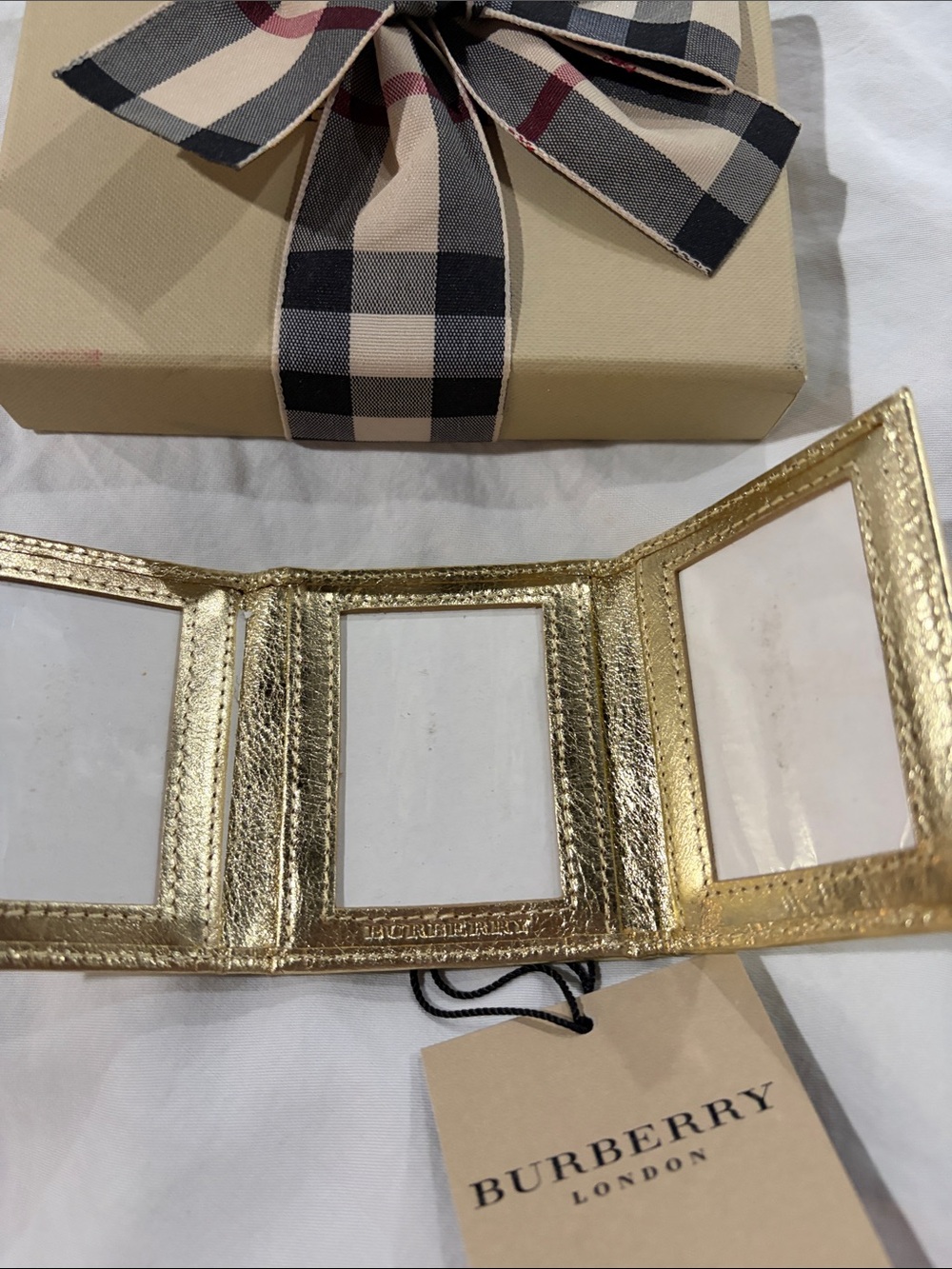 Gold Embossed Leather mini photo holder